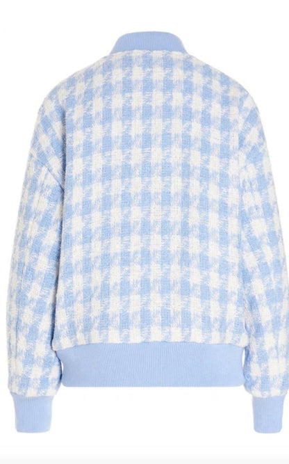 Balmain Houndstooth Cotton - blend Tweed Bomber Jacket - Runway Catalog