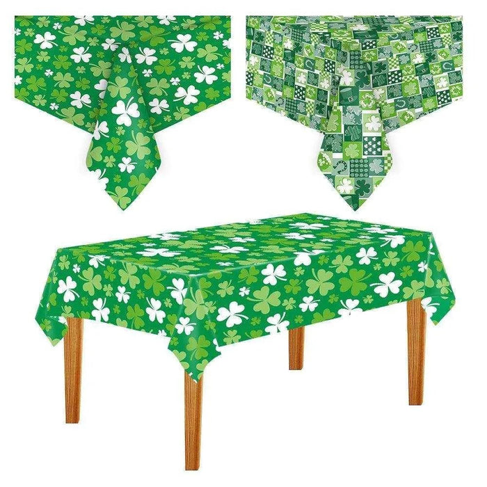 Irish Holiday Party Tablecloth - Fashion Green Minimalist Print - Durable Plastic - 137x229CM - DiyCraftsProject
