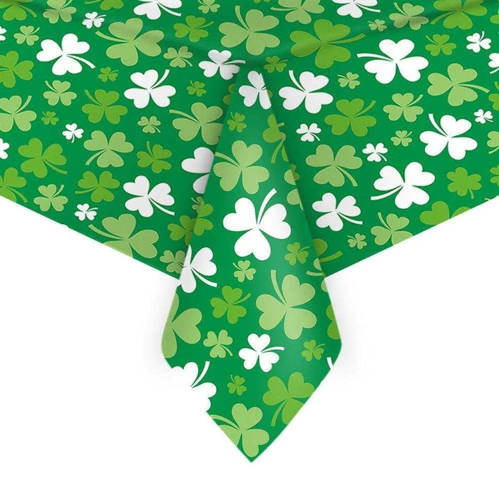 Irish Holiday Party Tablecloth - Fashion Green Minimalist Print - Durable Plastic - 137x229CM - DiyCraftsProject