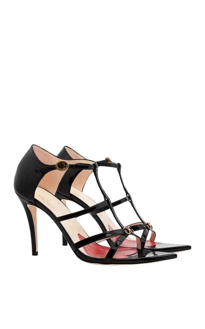Gucci Jerry Patent Leather Cage Sandals - Runway Catalog