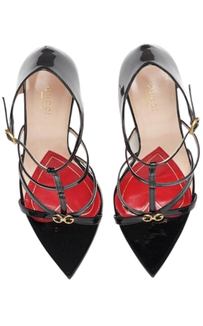 Gucci Jerry Patent Leather Cage Sandals - Runway Catalog