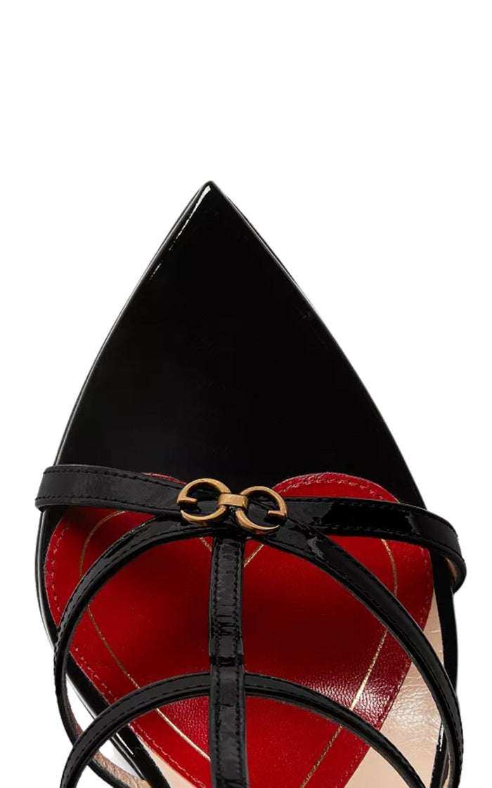 Gucci Jerry Patent Leather Cage Sandals - Runway Catalog