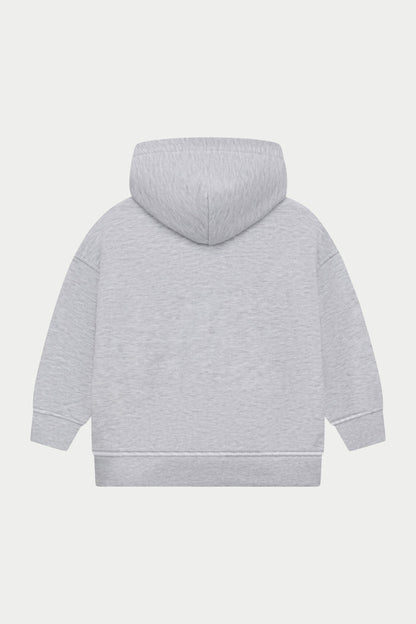 JUNIOR ZIP THROUGH EMBLEM APPLIQUE HOODIE - GREY MARL