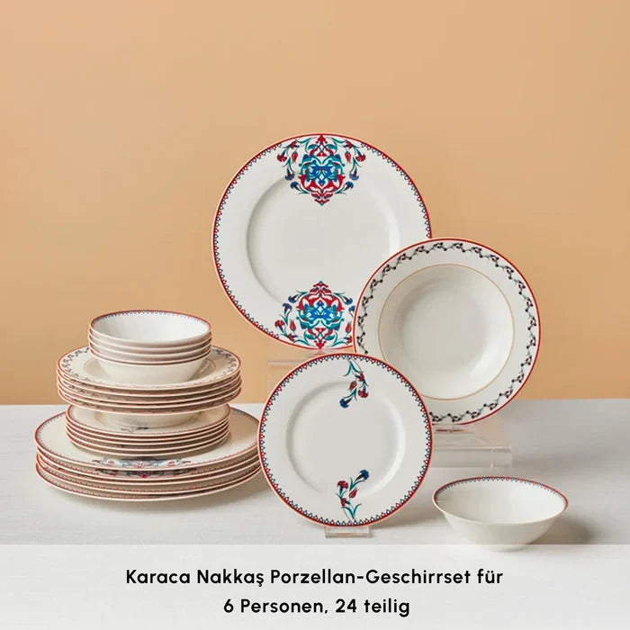 KARACA Karaca Nakkaş porseleinen servies voor 6 personen, 24-delig