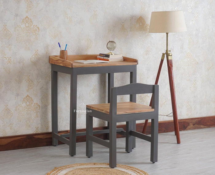Kiddi Wooden Study Laptop Table with Chair for kids - Study Table - Furniselan - Slate Grey