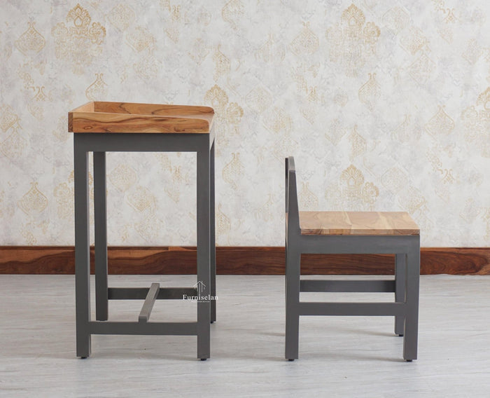 Kiddi Wooden Study Laptop Table with Chair for kids - Study Table - Furniselan - Slate Grey