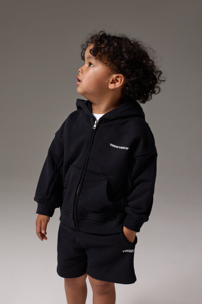 KIDS COPYRIGHT ZIP THROUGH HOODIE - BLACK