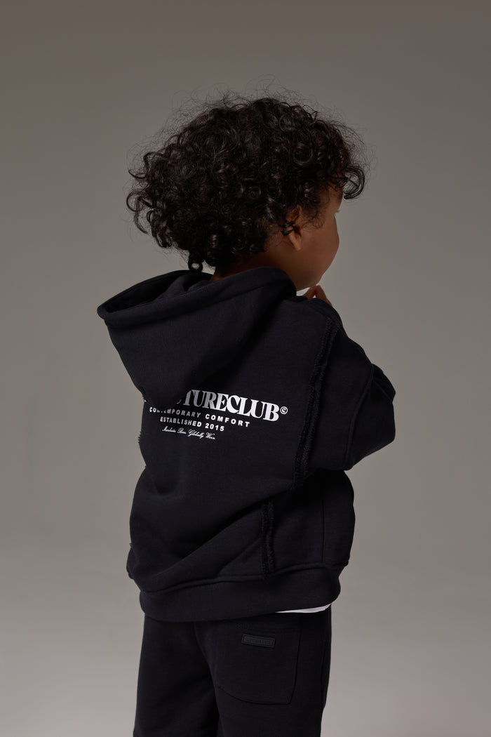 KIDS COPYRIGHT ZIP THROUGH HOODIE - BLACK
