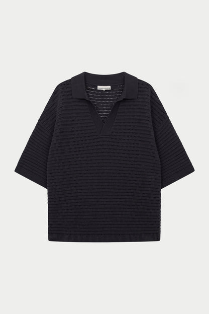 KNITTED POLO SHIRT - CHARCOAL