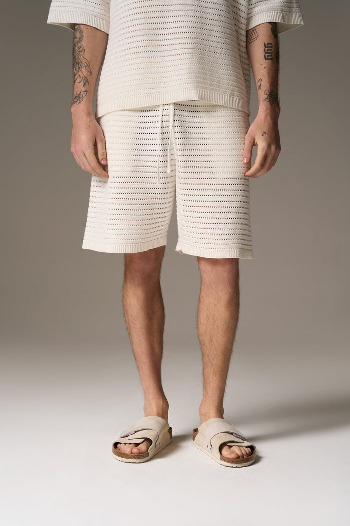 KNITTED SHORTS - WHITE