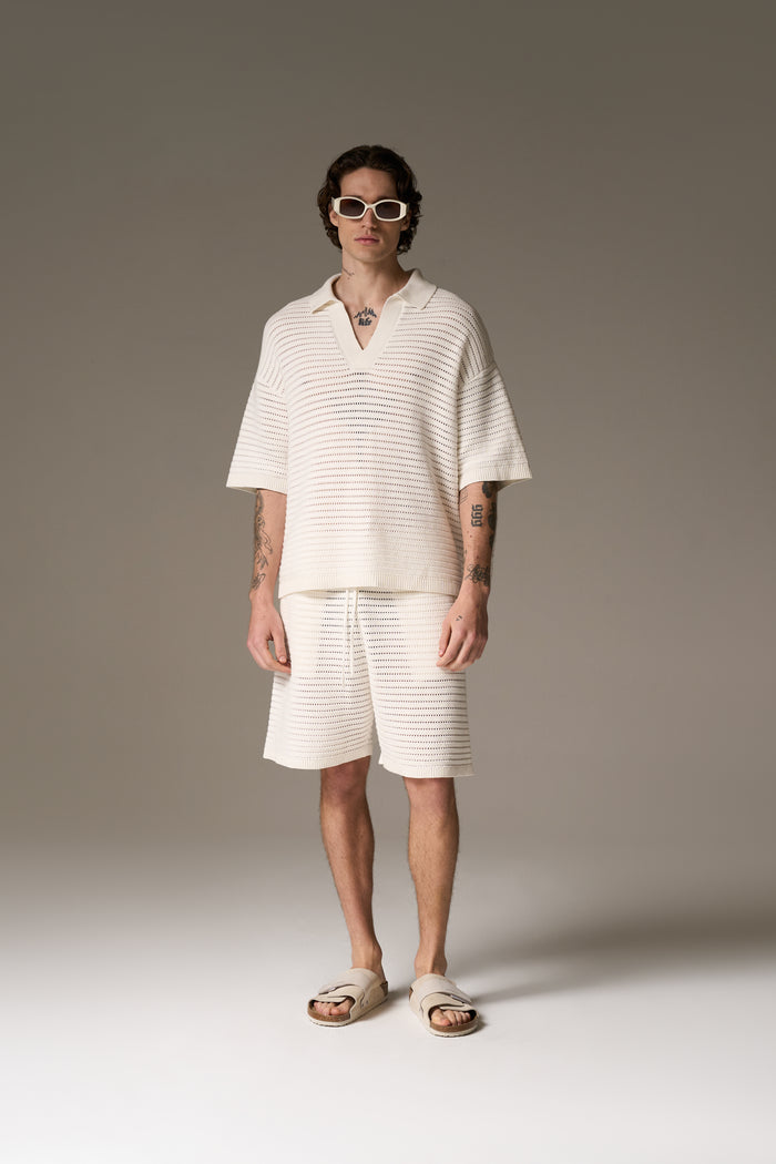 KNITTED SHORTS - WHITE