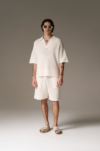 KNITTED SHORTS - WHITE