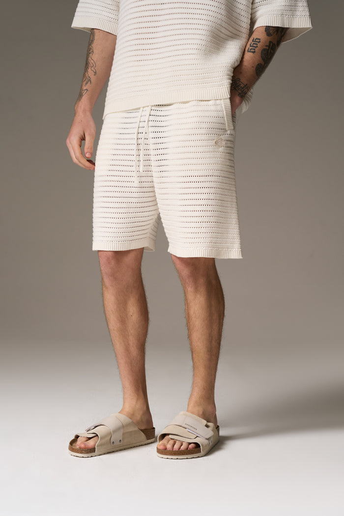 KNITTED SHORTS - WHITE