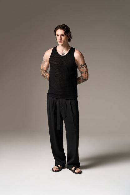 KNITTED VEST - BLACK