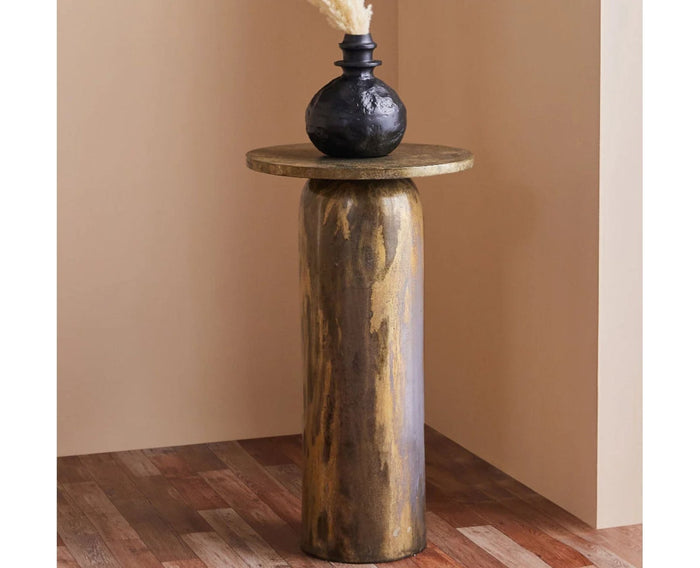 Krim Aluminium Accent Table Matte Antique Brass