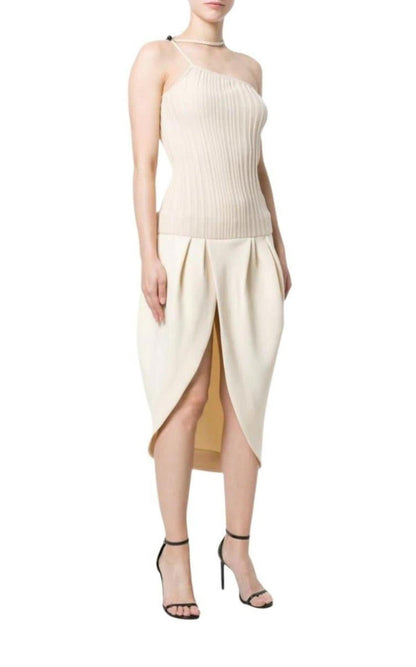 Jacquemus La Bomba Asymmetric Beige Midi Dress - Runway Catalog