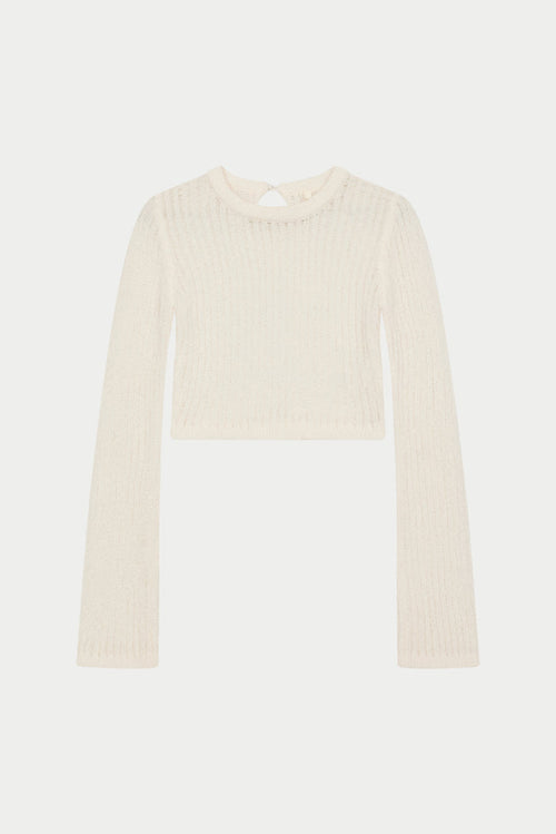 LADDER KNIT LONG SLEEVE TOP - CREAM