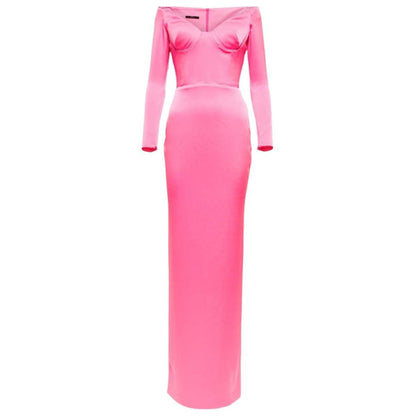 Alex Perry Lane Satin Crepe Off Shoulder Gown - Runway Catalog