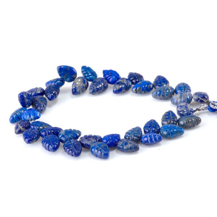 This is a Dakota Stones 8x11mm Lapis Leaf Gemstone strand of round beads in 8 inch strand.