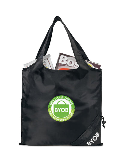 Latitudes Foldaway Shopper - Black | Custom Branded | Lemon Print