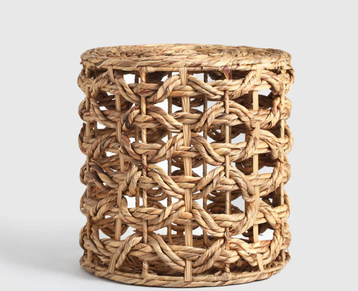 Lavander Woven Pouf – Modern Upholstered Dining Chair for Home & Café Natural Beige