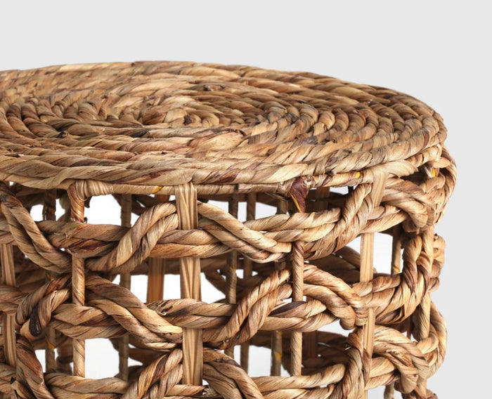 Lavander Woven Pouf – Modern Upholstered Dining Chair for Home & Café Natural Beige