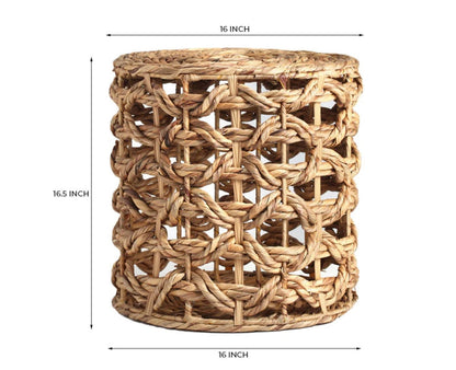 Lavander Woven Pouf – Modern Upholstered Dining Chair for Home & Café Natural Beige