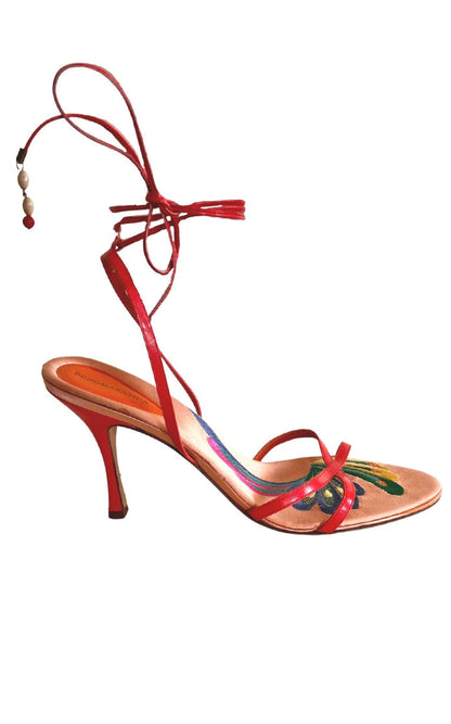 BCBGMAXAZRIA Leather Sandals Insole Embroidery - Runway Catalog