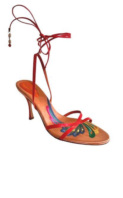 BCBGMAXAZRIA Leather Sandals Insole Embroidery - Runway Catalog