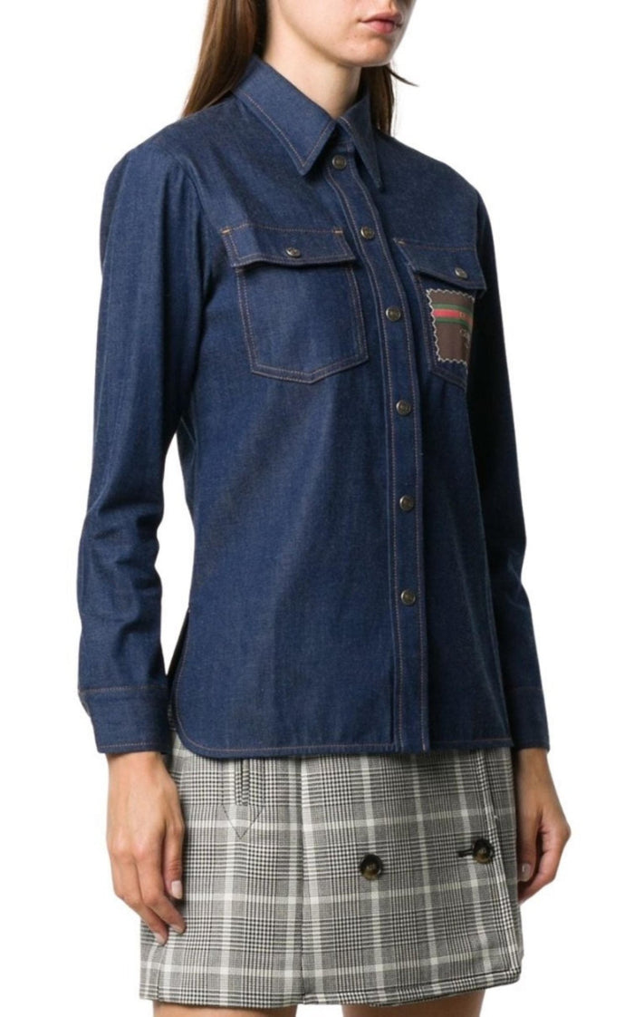 Gucci Logo - patch Denim Shirt - Runway Catalog
