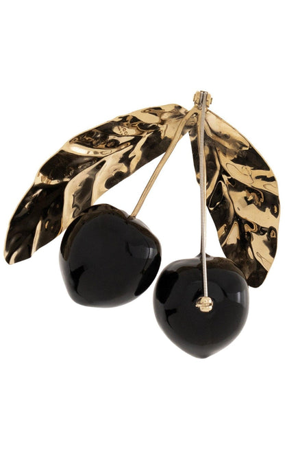 Gucci Logo - print Enamel Cherry Brooch - Runway Catalog