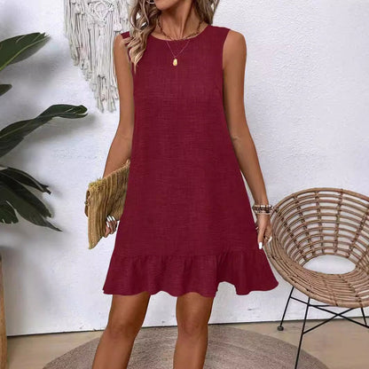 Loose Ruffle Beach Dresses for Women - Sleeveless Style