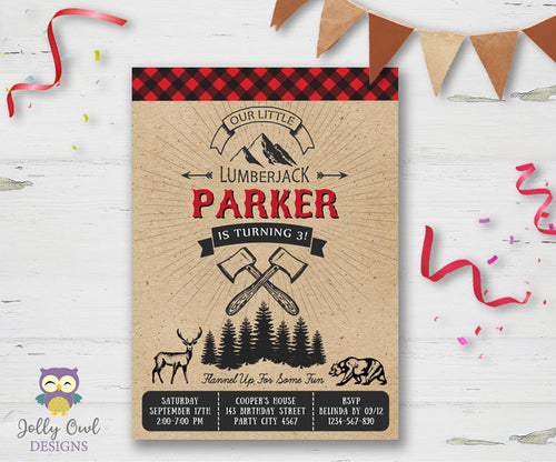 Lumberjack Birthday Party Invitation
