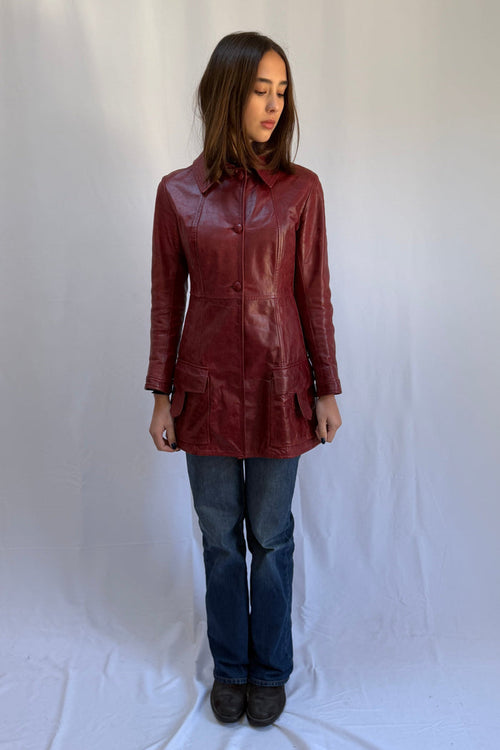 Martin Grant True Vintage Burgundy Leather Coat