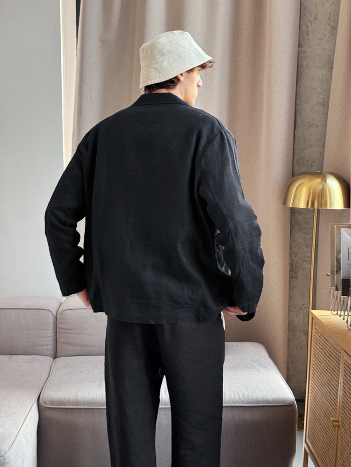 Men’s Linen Jacket CHERRY in Black