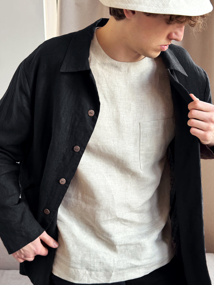 Men’s Linen Jacket CHERRY in Black
