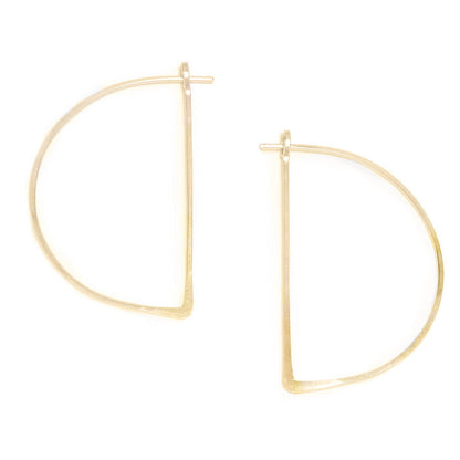 Minimal Hoop Earrings - Half Circle Half Moon