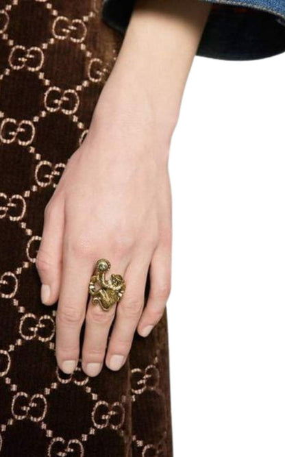 Gucci Monkey Ring In Metal In Pearl - Runway Catalog