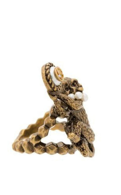 Gucci Monkey Ring In Metal In Pearl - Runway Catalog