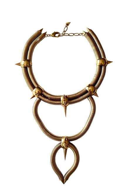 Ela Stone Multi Chain Spike Necklace - Runway Catalog