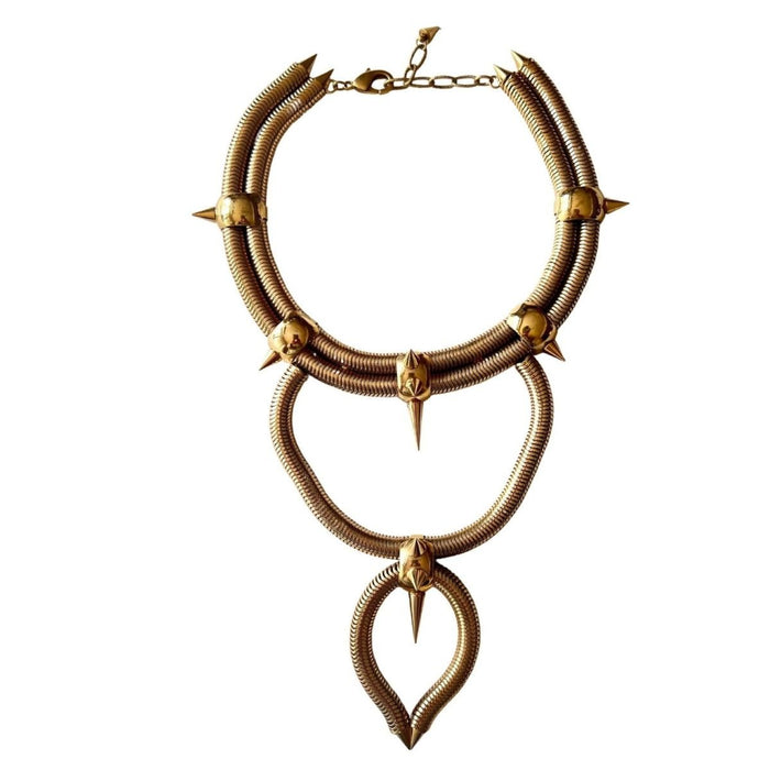 Ela Stone Multi Chain Spike Necklace - Runway Catalog
