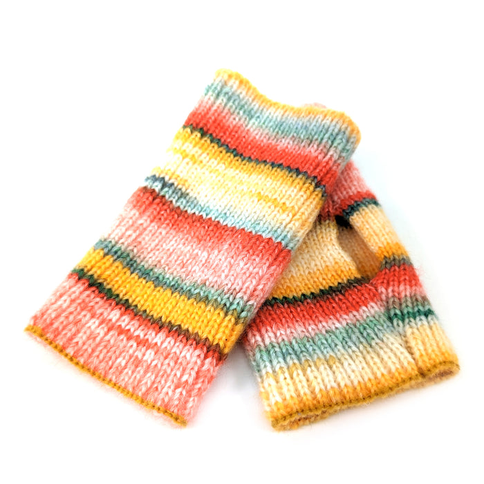 Multi Striped Two in One Gloves - Tropical Forest Orange