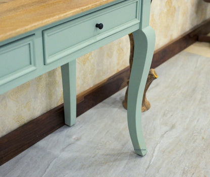 Mumbai Solid Wood Two Drawer Study Laptop Table - Console Table - Furniselan Silt Green