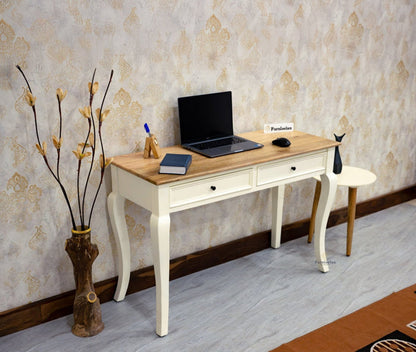 Mumbai Solid Wood Two Drawer Study Laptop Table Furniselan - FrostyWhite