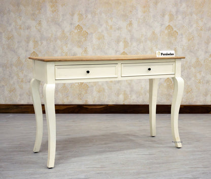 Mumbai Solid Wood Two Drawer Study Laptop Table Furniselan - Frosty-White