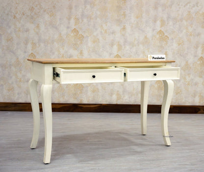 Mumbai Solid Wood Two Drawer Study Laptop Table Furniselan - Frosty-White