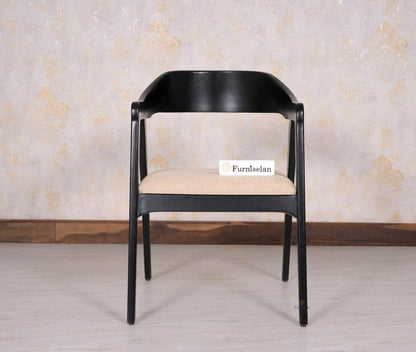 Muse Sheesham Wood Arm Chair - Dining Chair - Furniselan - Black-Finish