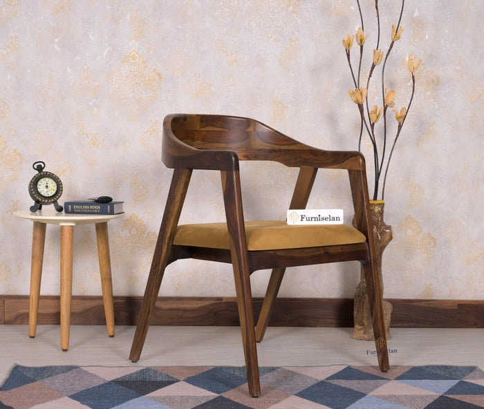 Muse Sheesham Wood Arm Chair - Dining Chair - Furniselan - Teak-Finish