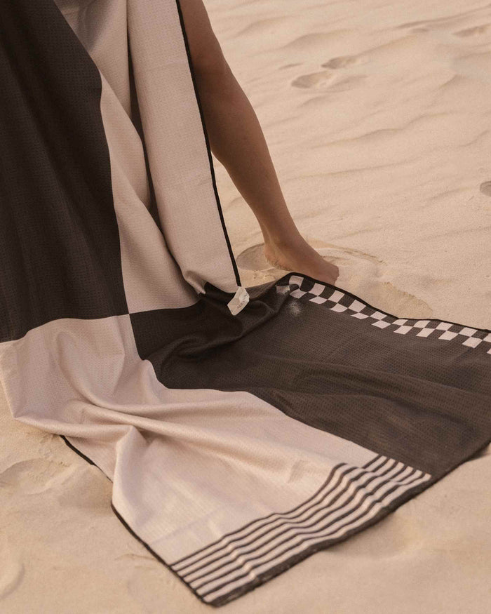 Charcoal and Beige Sand Free Towel | Sustainably Made