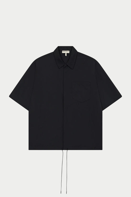 NYLON DRAWCORD SHIRT - BLACK